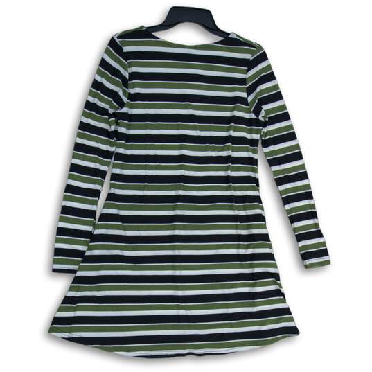 NWT Lildy Womens Green Black Striped Tunic Trapeze & Swing Dress Size S-M image number 2