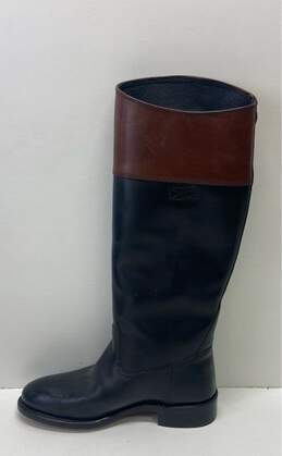 FRYE Black Brown Leather Riding Pull On Tall Knee Boots Shoes Size 6.5 M alternative image