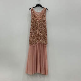 NWT Womens Pink Sequin Sleeveless Round Neck Back Zip Maxi Dress Size M alternative image