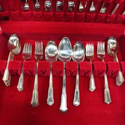 I.S. Wm. Rogers Overlaid Silver Plated 53pc Flatware Set in Wood Case alternative image