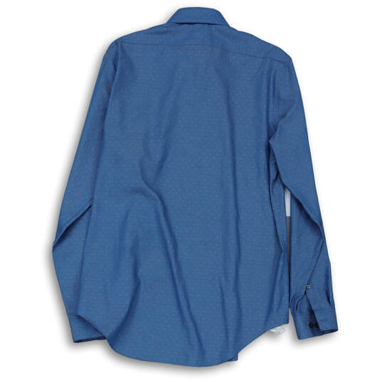 Mens Blue Long Sleeve Spread Collar Slim Fit Dress Shirt Size 16-34/35 image number 2