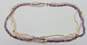 Romantic 14k Yellow Gold Clasp Pearl Amethyst & Rose Quartz Three Strand Beaded Necklace 27.9g image number 2
