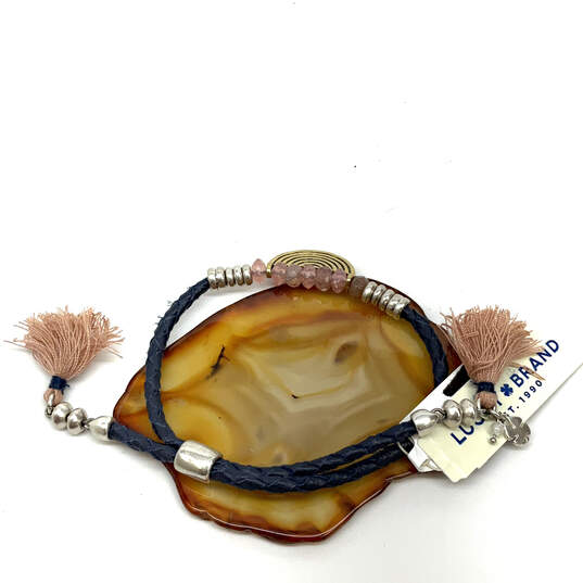 NWT Designer Lucky Brand Gold-Tone Rainbow Braided Leather Wrap Bracelet image number 1