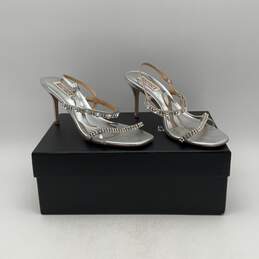 NIB Pairs Of 2 Badgley Mischka Womens Silver Rhinestone Strappy High Heels Sz 7 alternative image