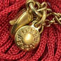 Designer J. Crew Gold-Tone Link Chain Red Beaded Tassel Pendant Necklace image number 4