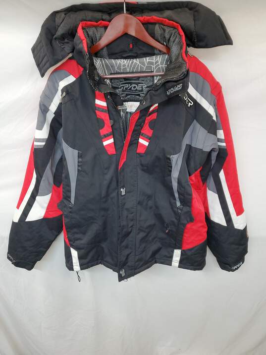 Mn Spyder Red Black White Snowboard Ski Jacket Sz XL image number 1