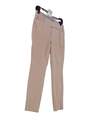 Womens Khaki Flat Front Pockets Tapered Leg Cropped Pants Size 4 image number 3