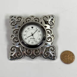 Designer Brighton Geneva G20100 Silver-Tone Engraved Round Dial Desk Clock alternative image