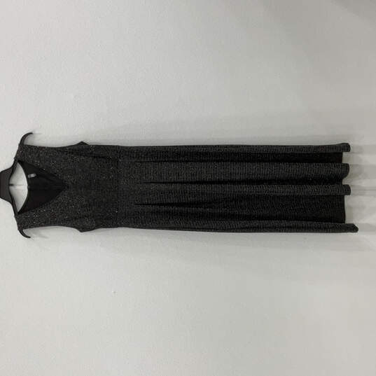Womens Black Shimmery Pleated V-Neck Sleeveless Back Zip Maxi Dress Size 12 image number 1
