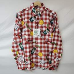 Home Alone x The Roosevelts Little Nero's Pizza Button Down Shirt Red Check Sz S