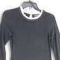 Womens Black Knitted Crew Neck Long Sleeve Keyhole Back Sweater Dress Sz XS image number 3