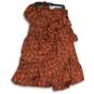 NWT Womens Orange Floral Ruffled Tiered Side Zip Midi A-Line Skirt Size XL image number 1
