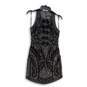NWT Womens Black Sleeveless Front Zip Embroidered Shift Dress Size S image number 2
