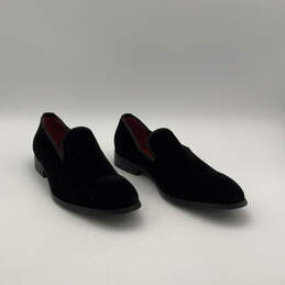 Mens Black Suede Round Toe Low Top Block Heel Slip-On Loafer Shoes Size 11 alternative image
