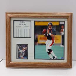Framed Denver Broncos John Elway Photo with Card & Stats