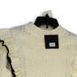 NWT Womens White Knitted Long Sleeve Ruffle Mock Neck Pullover Sweater Sz M image number 4