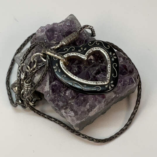 Designer Brighton Metra Silver-Tone Reversible Heart Shape Pendant Necklace image number 1