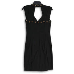 Womens Black V-Neck Sleeveless Grommet Side Zip Bodycon Dress Size M alternative image