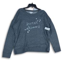 NWT Lauren Conrad Womens Gray Round Neck Long Sleeve Pullover Sweatshirt Sz XXL