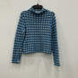 Womens Blue White Long Sleeve Popcorn Stitch Pullover Sweater Size Small image number 1