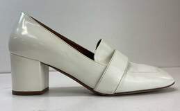 Tabitha Simmons White Patent Leather Pump Block Heels Shoes Size 38.5