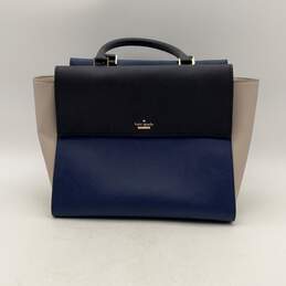 Kate Spade Womens White Blue Inner Pockets Double Top Handle Handbag Purse