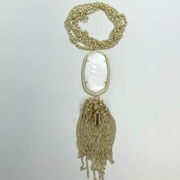 Designer Kendra Scott Gold-Tone Mother of Pearl Tassel Pendant Necklace alternative image