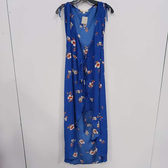 Lovestitch Blue Floral Print Wrap Dress Women's Size S image number 1