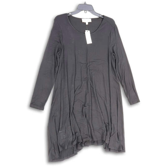 NWT Womens Black Round Neck Long Sleeve Knee Length A-Line Dress Size Large image number 1