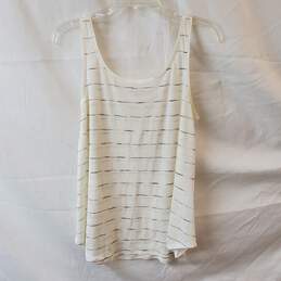 Eileen Fisher White Sketched Striped Tank Top Size S alternative image