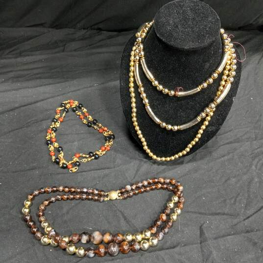 4 pc Gold Colored Bead Necklace Bundle image number 1