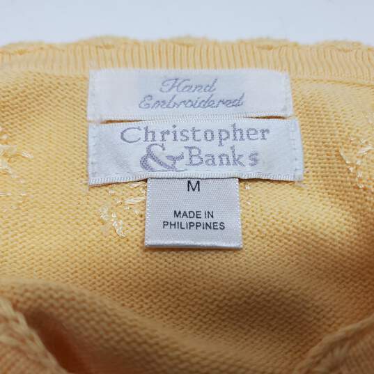 Christopher & Banks Cotton Blend Yellow Pullover Sweater Women's M image number 3