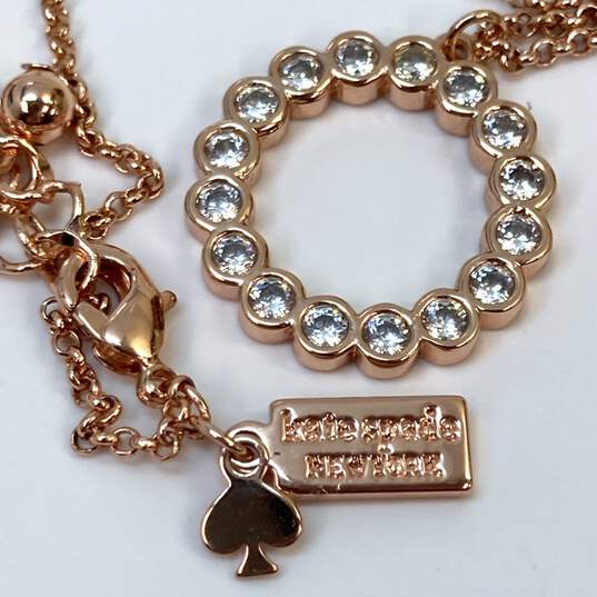 Designer Kate Spade Rose Gold Tone Lobster Clasp Circle Pendant Necklace image number 4