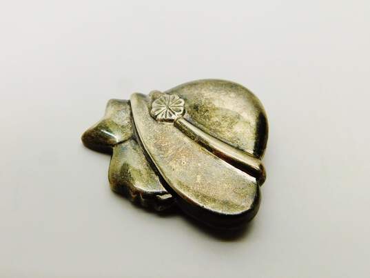 Vintage Sterling Silver Lady In Hat & Bow Brooches 18.0g image number 2