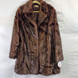 Valerie Stevens Women Brown Faux Fur Coat XL NWT