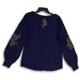 NWT Sundance Womens Navy Blue Embroidered Balloon Long Sleeve Blouse Top Size S alternative image