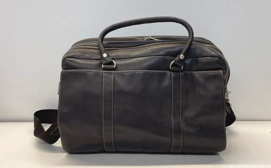 Levenger Brown Leather Zip Laptop Briefcase Messenger Bag image number 1