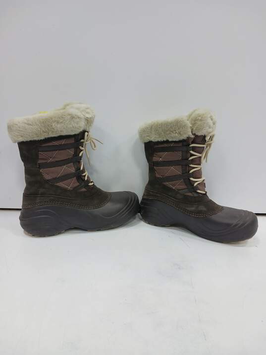 Columbia Brown Insulated Fur Trim Snow Boots Women's Size 8 image number 3