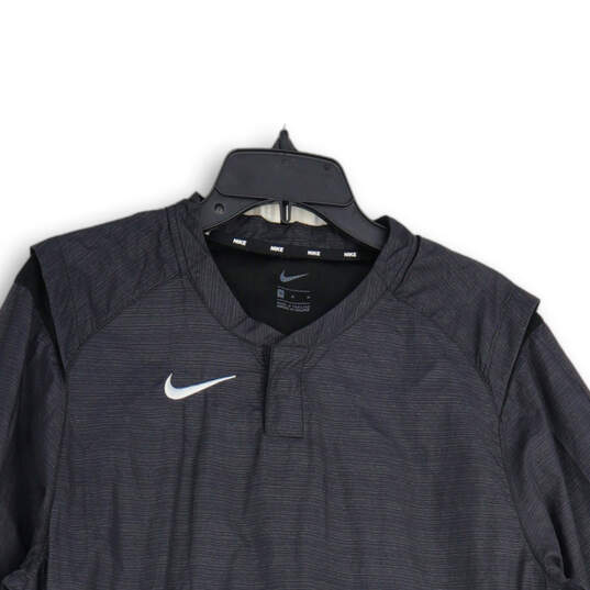 Womens Black Long Sleeve Pullover Baseball Windbreaker T-Shirt Size M image number 3