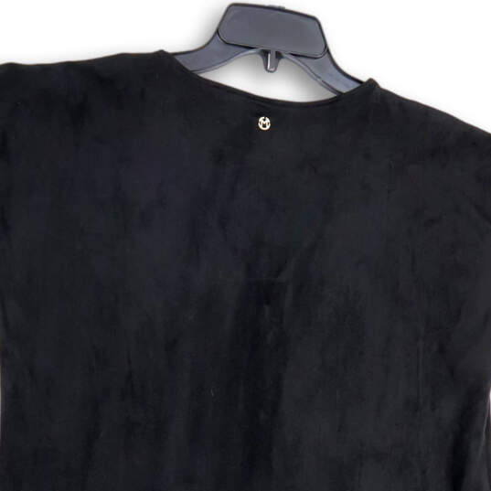 NWT Womens Black V-Neck Cap Sleeve Fringe Pullover Shift Dress Size Small image number 4