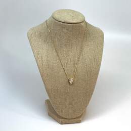 Designer Michael Kors Gold-Tone Crystal Cut Stone Pendant Necklace