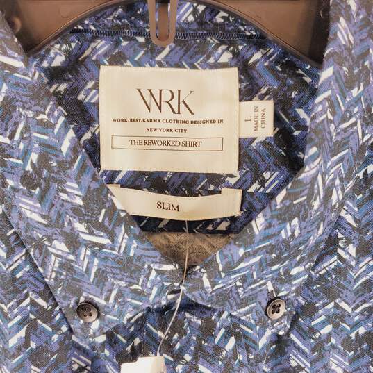 WRK Men Blue Collared Shirt L NWT image number 4
