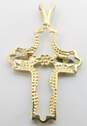 10K Yellow & Rose Gold Flower & Etched Leaves Open Scalloped Cross Pendant 1.5g image number 2