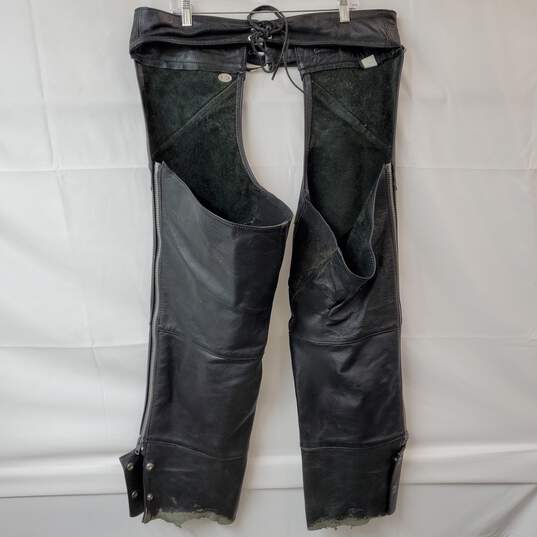 Harley-Davidson Black Leather Motorcycle Chaps Women's XXL image number 2