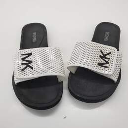 Michael Kors Women's Black and White Slide Sandals Size 6.5