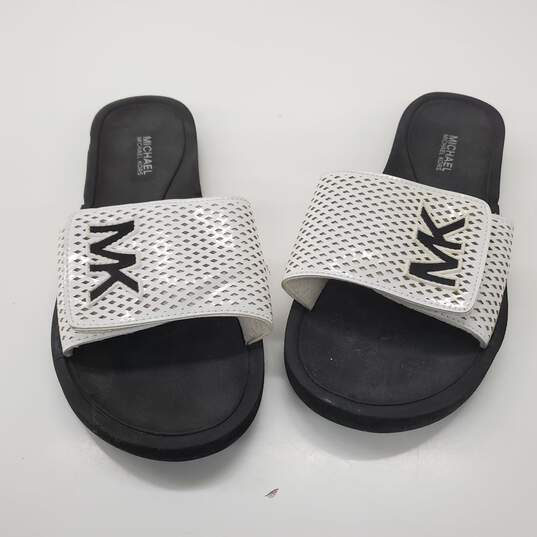 Michael Kors Women's Black and White Slide Sandals Size 6.5 image number 1