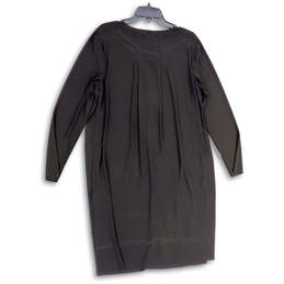 Womens Black Split Neck Long Sleeve Knee Length Shift Dress Size Large alternative image