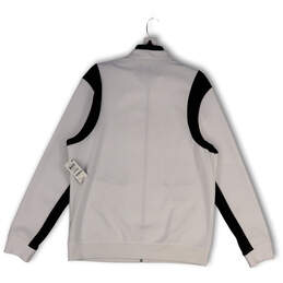 NWT Womens White Black Long Sleeve Pockets Full-Zip Biker Jacket Size Large alternative image