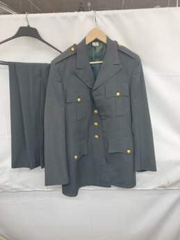 Mns VTG. Army Dark Green Uniform Button Suit Sz 37R Jacket / Sz 8 Trousers