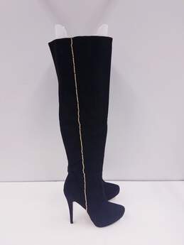 BEBE Rihanna Black Faux Suede Tall Over The Knee Heel Boots Size 9 M alternative image